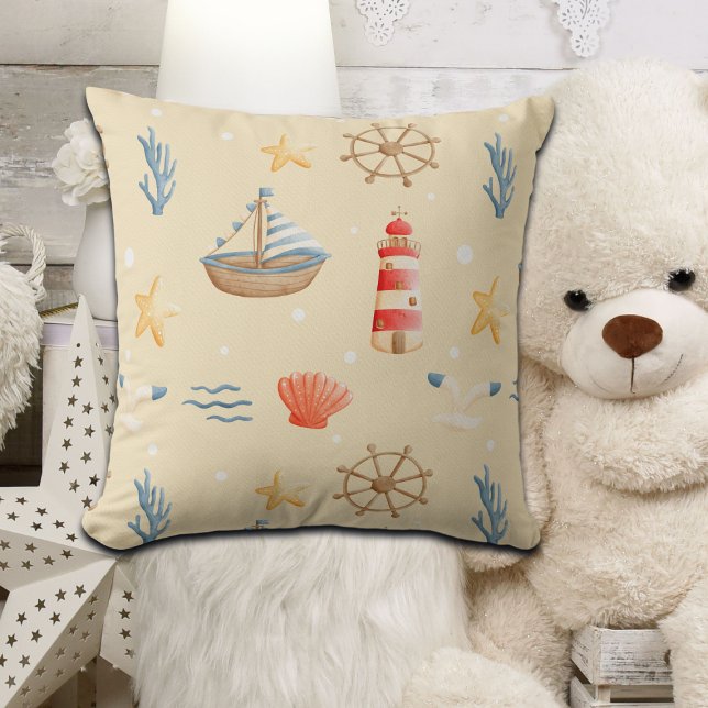 Coussin Motif de phare Boho Nautical Boat (Créateur téléchargé)