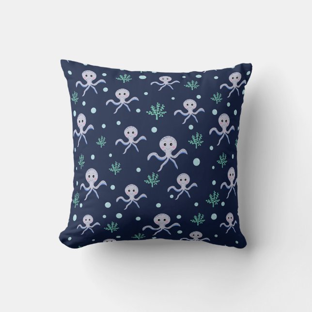 Coussin Motif de Pieuvre Mignonne (Recto)