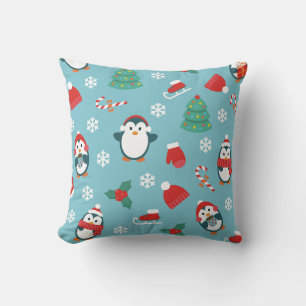 Coussin Motif de pingouins de Noël mignons