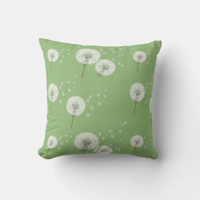 Coussin Motif de pissenlit sur l'arrière - plan vert (Recto)