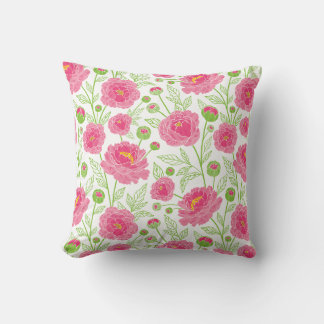 Coussin Motif de pivoines roses