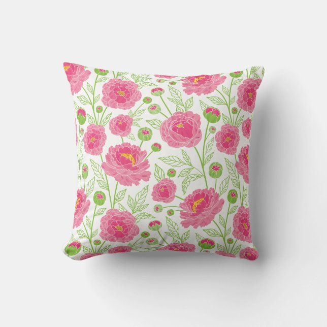 Coussin Motif de pivoines roses (Recto)