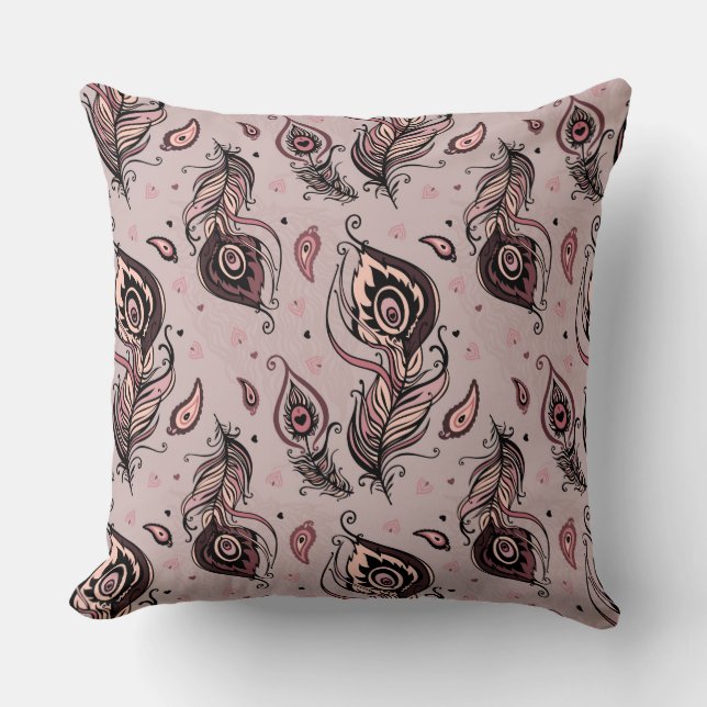 Coussin Motif de plume de paon (Recto)
