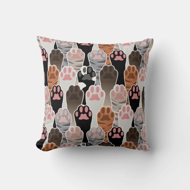 Coussin Motif de plusieurs pattes de chat (Recto)