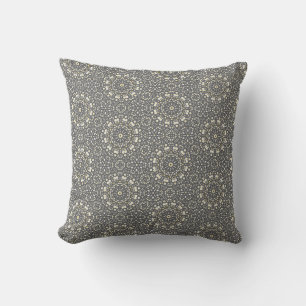 Coussin Motif de point de mandala neutre élégant