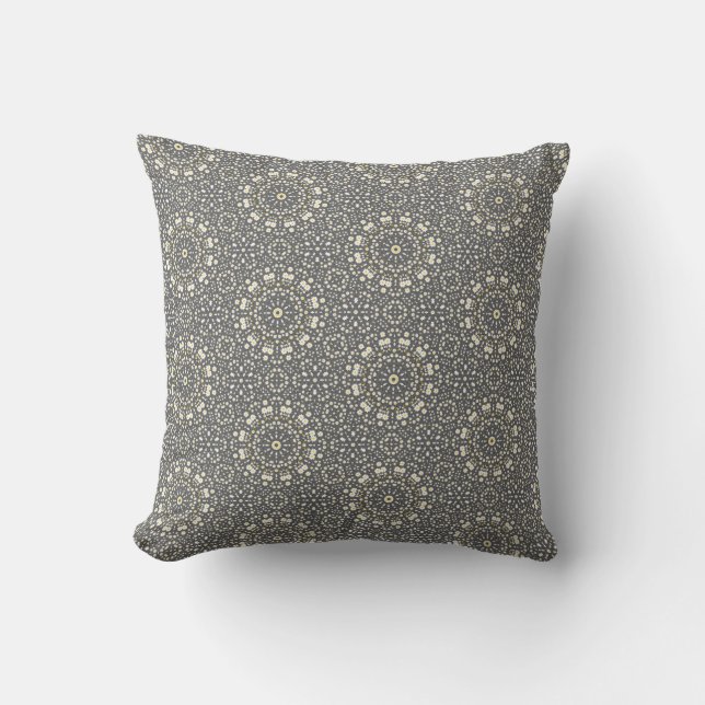 Coussin Motif de point de mandala neutre élégant (Recto)