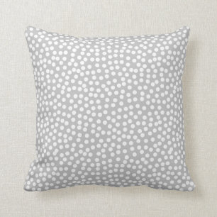 Coussin Motif de point de polka de confettis dans le gris