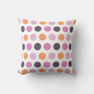 Coussin Motif de point de Polka rose violet orange rétro