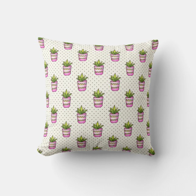 Coussin Motif de point succulent de polka d'aquarelle (Recto)