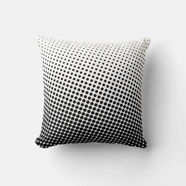 Coussin Motif de point tramé d'art de bruit noir et blanc (Recto)
