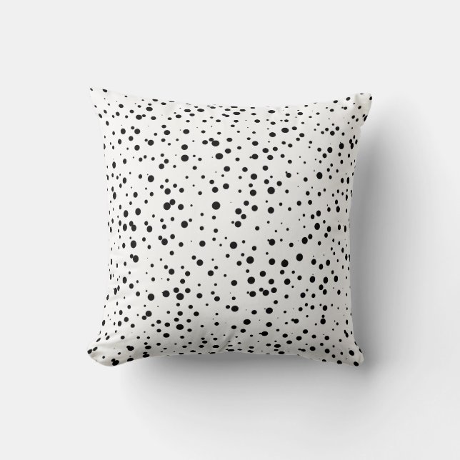 Coussin Motif de points Confetti en noir et blanc (Recto)