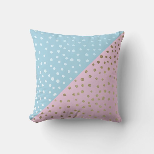 Coussin Motif de points de bronze blanc et or (Recto)