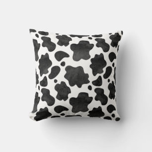 Coussin Motif de points de vache Poster de animal noir et 
