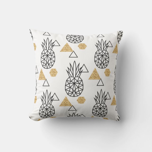 Coussin Motif de points d'or géométriques à ananas. (Recto)
