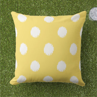 Coussin Motif de points Ikat Jaune Moderne