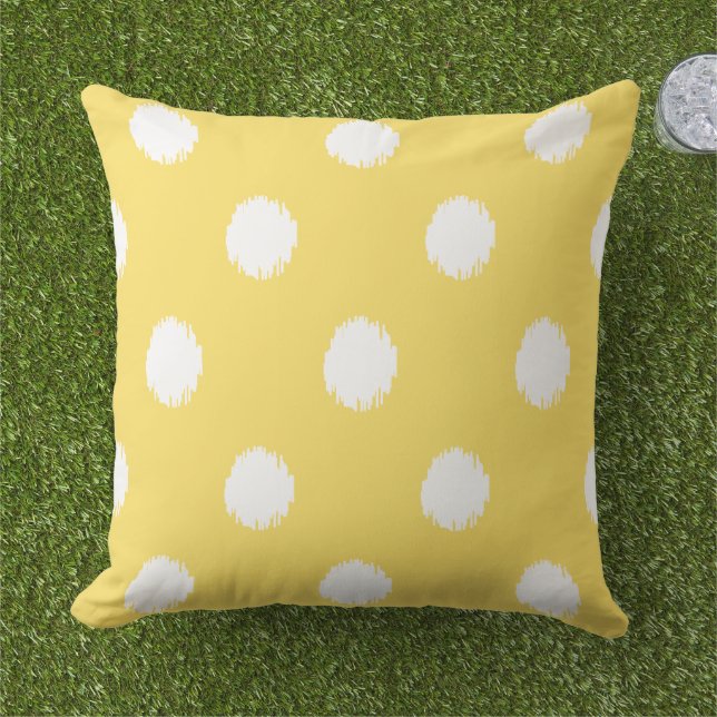 Coussin Motif de points Ikat Jaune Moderne (Herbe)