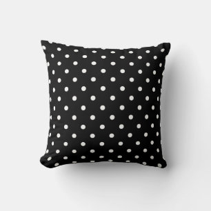 Coussin Motif de points Polka noir et blanc