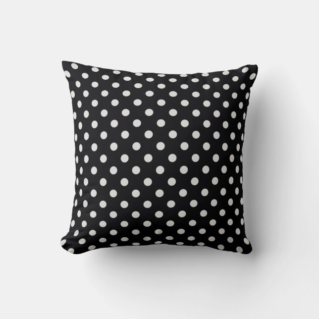 Coussin Motif de points Polka noir et blanc (Recto)