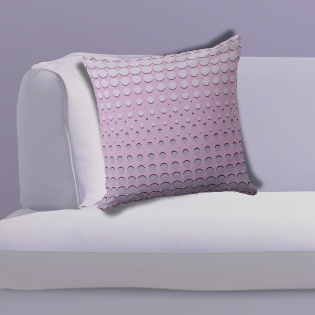 Coussin Motif de points violets élégants et réguliers (Stylish Shades of Purple Halftone Dots Throw Pillow)