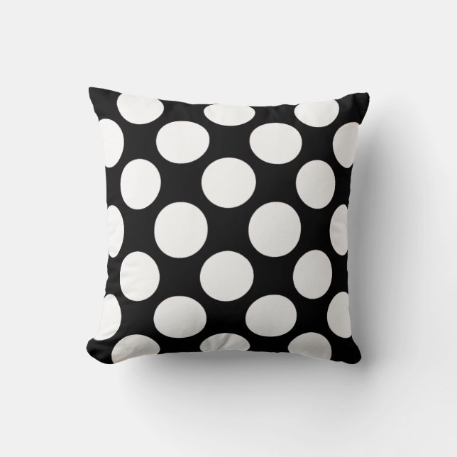 Coussin Motif de pois blanc noir moderne (Recto)