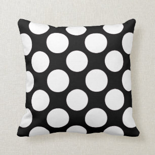 Coussin Motif de pois blanc noir moderne
