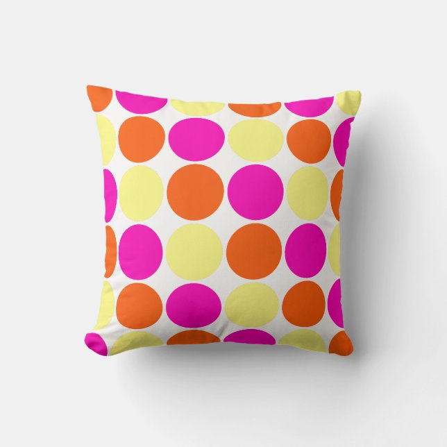 Coussin Motif de pois lumineux de jaune orange de roses (Recto)