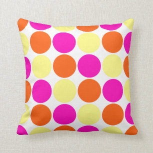 Coussin Motif de pois lumineux de jaune orange de roses