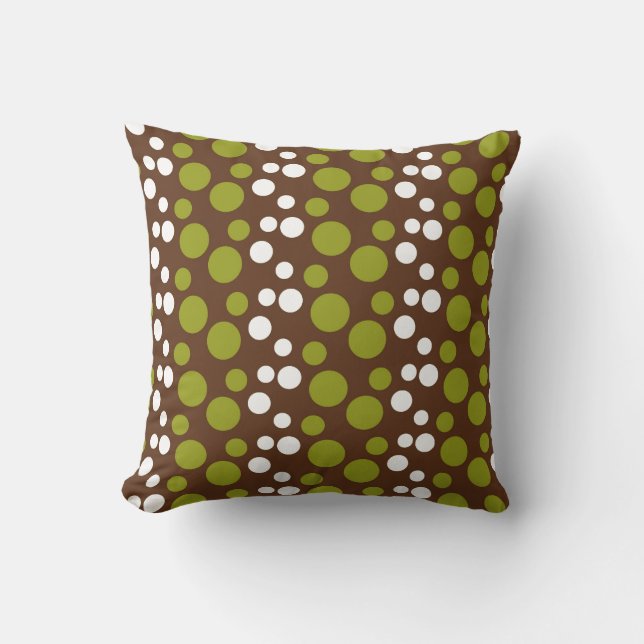 Coussin Motif de pois vert de brun de blanc (Recto)