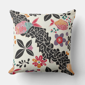 Coussin Motif de poisson moderne en batik