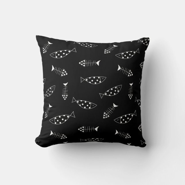 Coussin Motif de poisson monochrome (Recto)