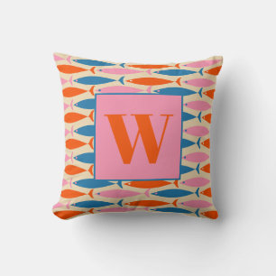 Coussin Motif de poisson pop moderne du milieu du siècle a