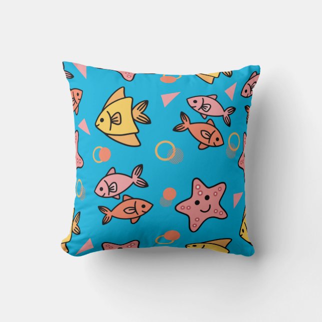 Coussin Motif de poissons et d'anges (Recto)
