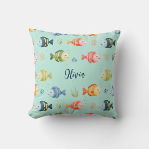 Coussin Motif de poissons tropicaux colorés mignons
