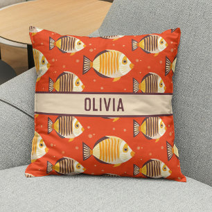 Coussin Motif de poissons tropicaux mignons 