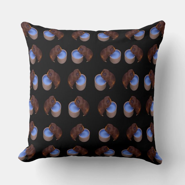 Coussin Motif de porc de Guinée Brown, (Recto)