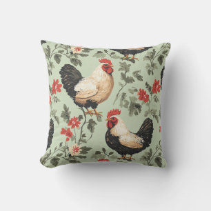 Coussin Motif de poulet à l'inspiration ferme pour des esp
