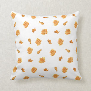 Coussin Motif de poulet et gaufres frits