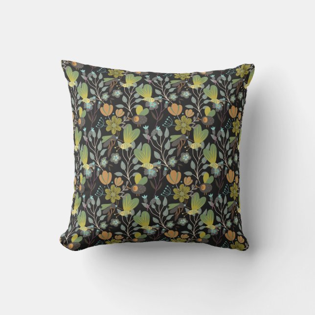 Coussin Motif de printemps foncé (Recto)