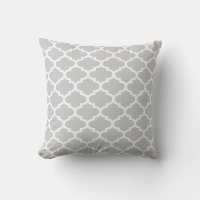 Coussin Motif de quatrefoil de gris argenté (Recto)