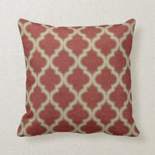 Coussin Motif de Quatrefoil en rouge et le gris sur le
