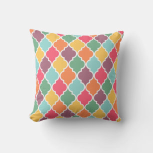 Coussin Motif de quatrefoil oriental coloré