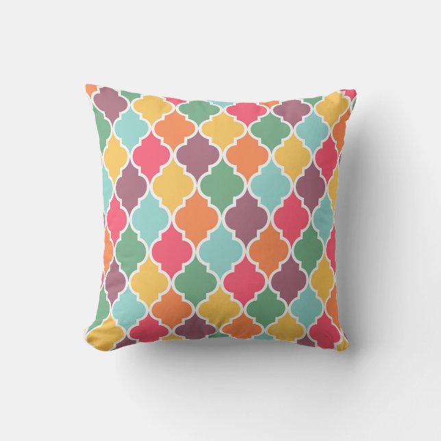 Coussin Motif de quatrefoil oriental coloré (Recto)