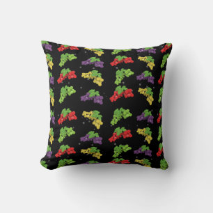 Coussin Motif de raisin coloré sur fond noir