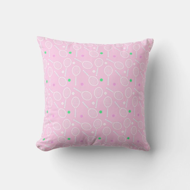 Coussin Motif de raquette de tennis rose (Recto)