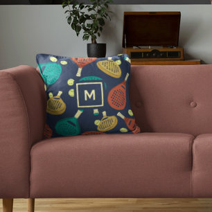 Coussin Motif de raquettes Padel avec initial