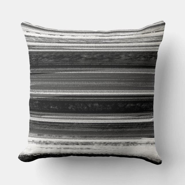 Coussin Motif de rayure abstrait texturé gris charbon (Recto)