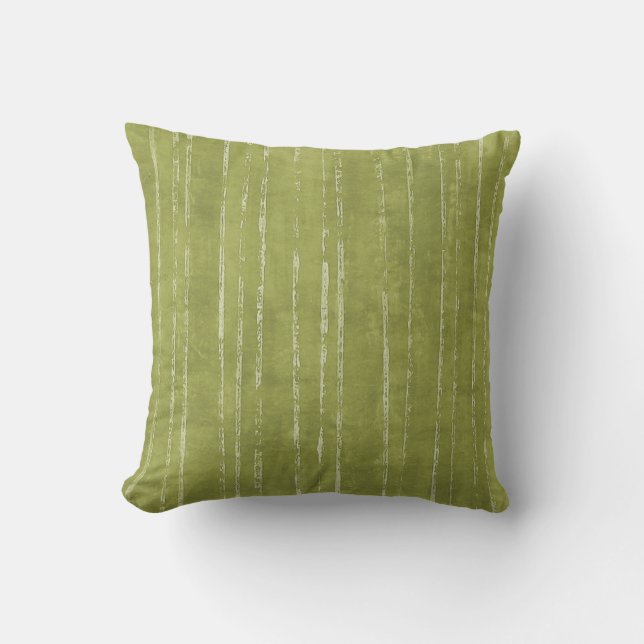Coussin Motif de rayure de vert olive et de blanc (Recto)