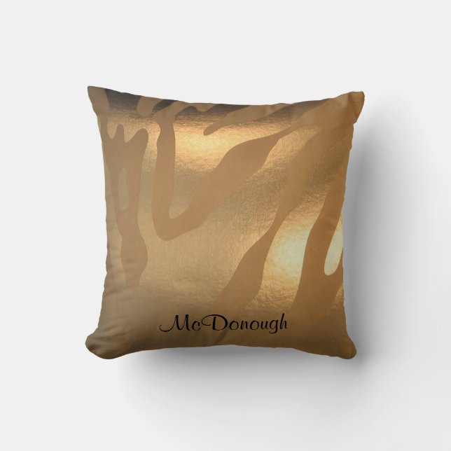 Coussin Motif de rayure de zèbre d'or (Recto)