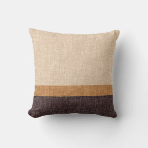 Coussin Motif de rayure du Taupe 3 de brun et de caramel