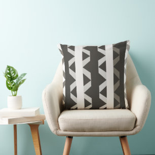 Coussin Motif de rayure triangulaire grise et blanche cont